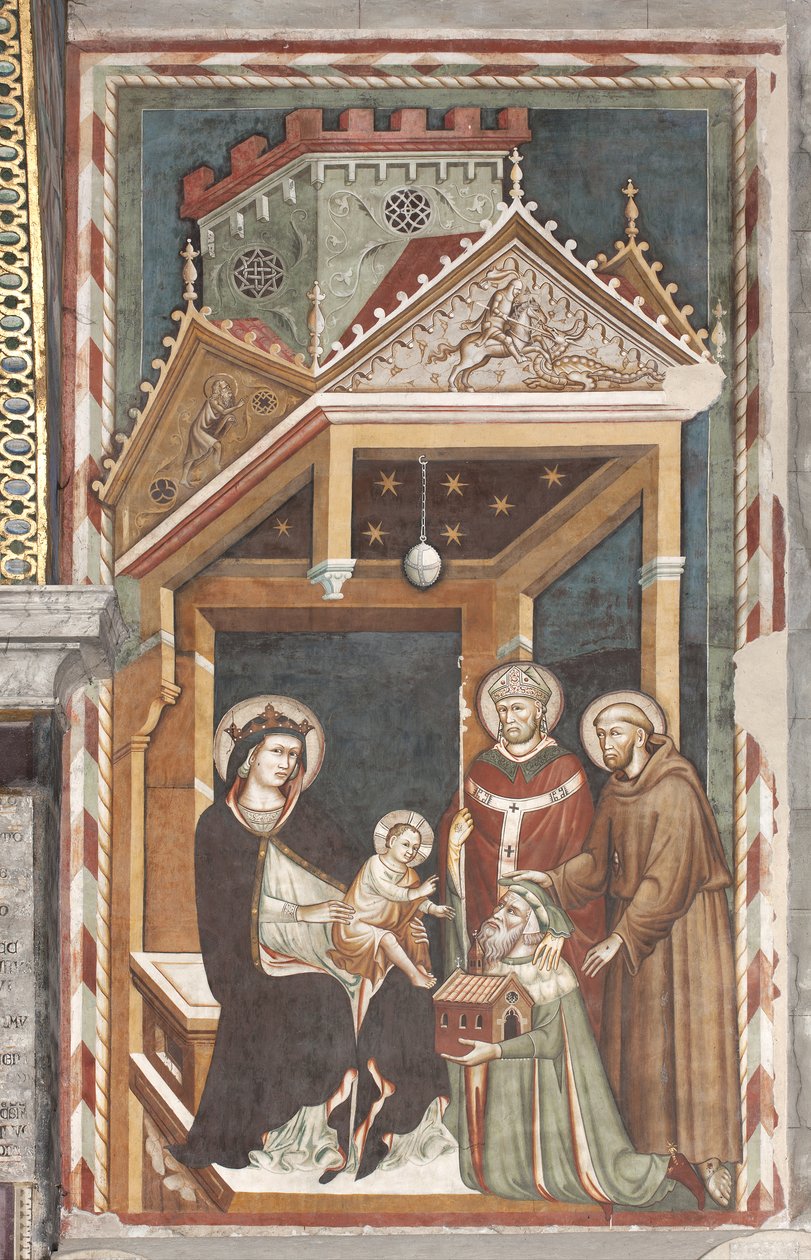 Madonna és gyermeke Szent Ferenccel, Szent Miklóssal és Antonio Fissiragával, Fissiraga sírja, 1318 alkotó: Master of the Fissiraga Tomb Master of the Fissiraga Tomb
