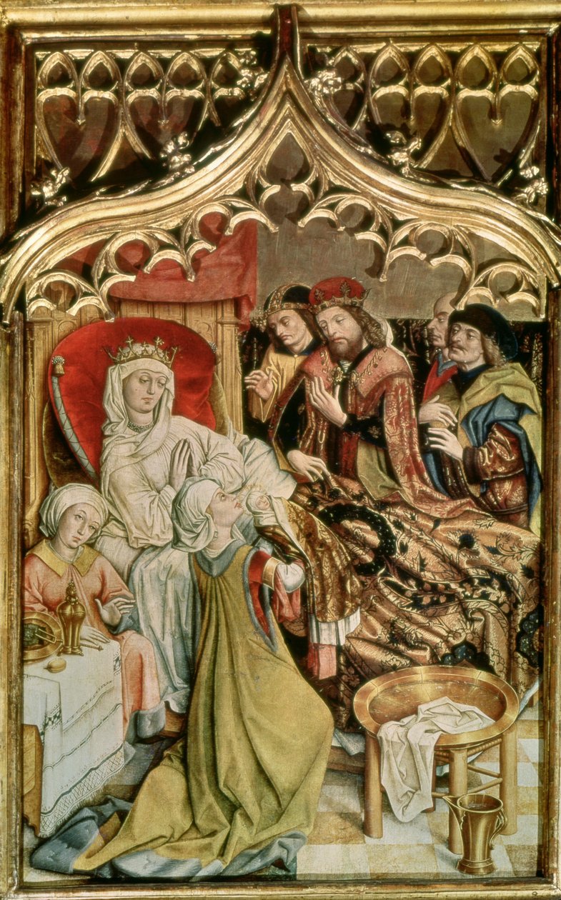 A Szent Erzsébet oltárkép, Szent Erzsébet (1207-31) születését ábrázoló részlet 1474-77 (tempera a táblán) alkotó: Master of the Legend of St. Elizabeth