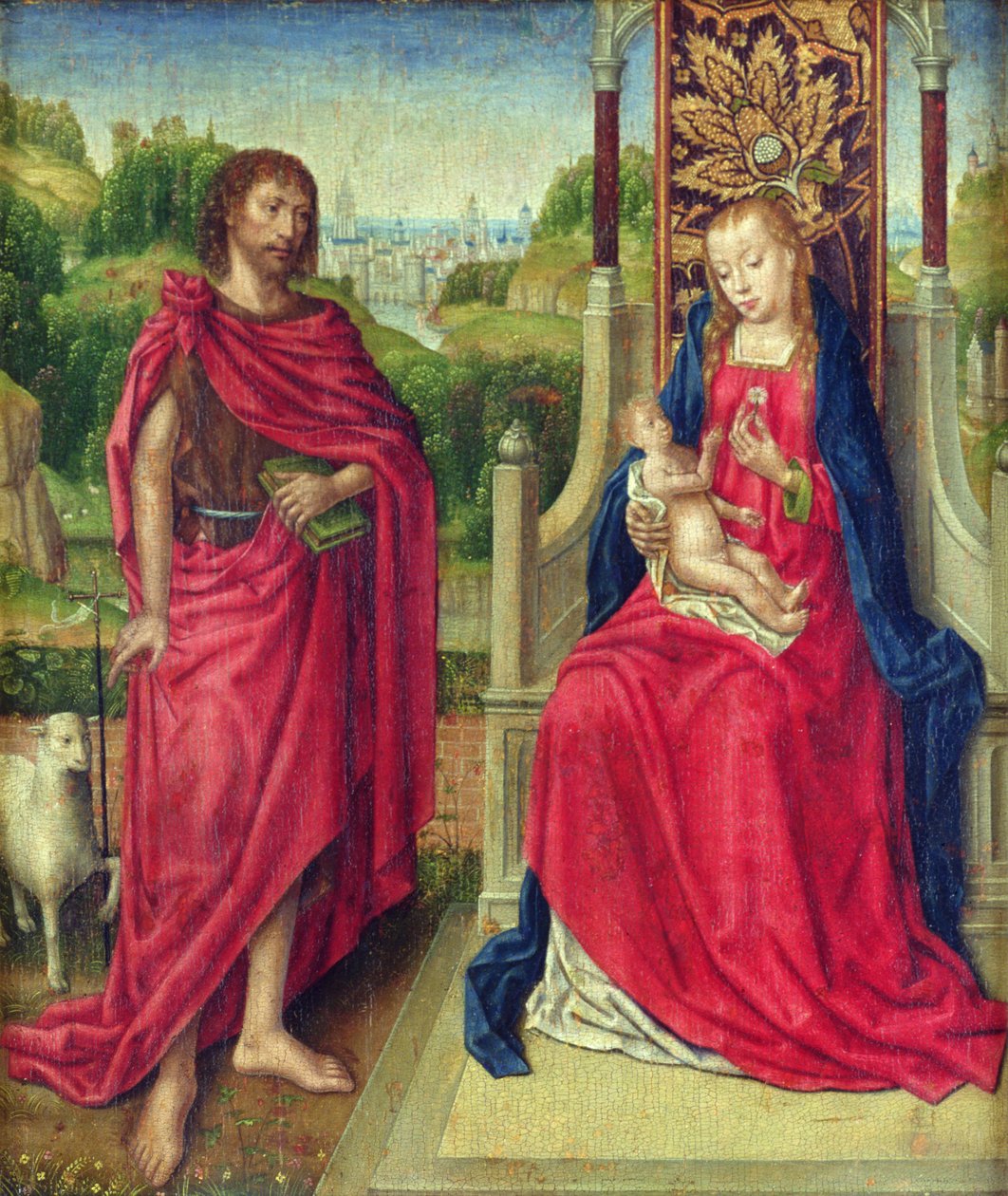 Madonna és gyermeke Keresztelő Szent Jánossal, 1480-90 körül alkotó: Master of the Legend of St. Ursula