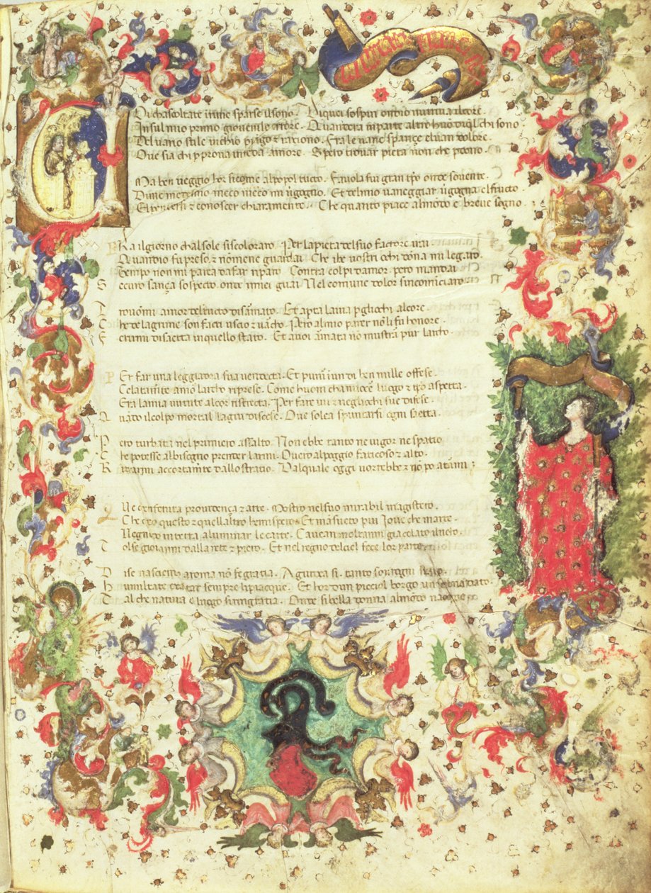 Petrarch illusztrált oldala a diadalból (miniatűr) alkotó: Master of the Novella PD