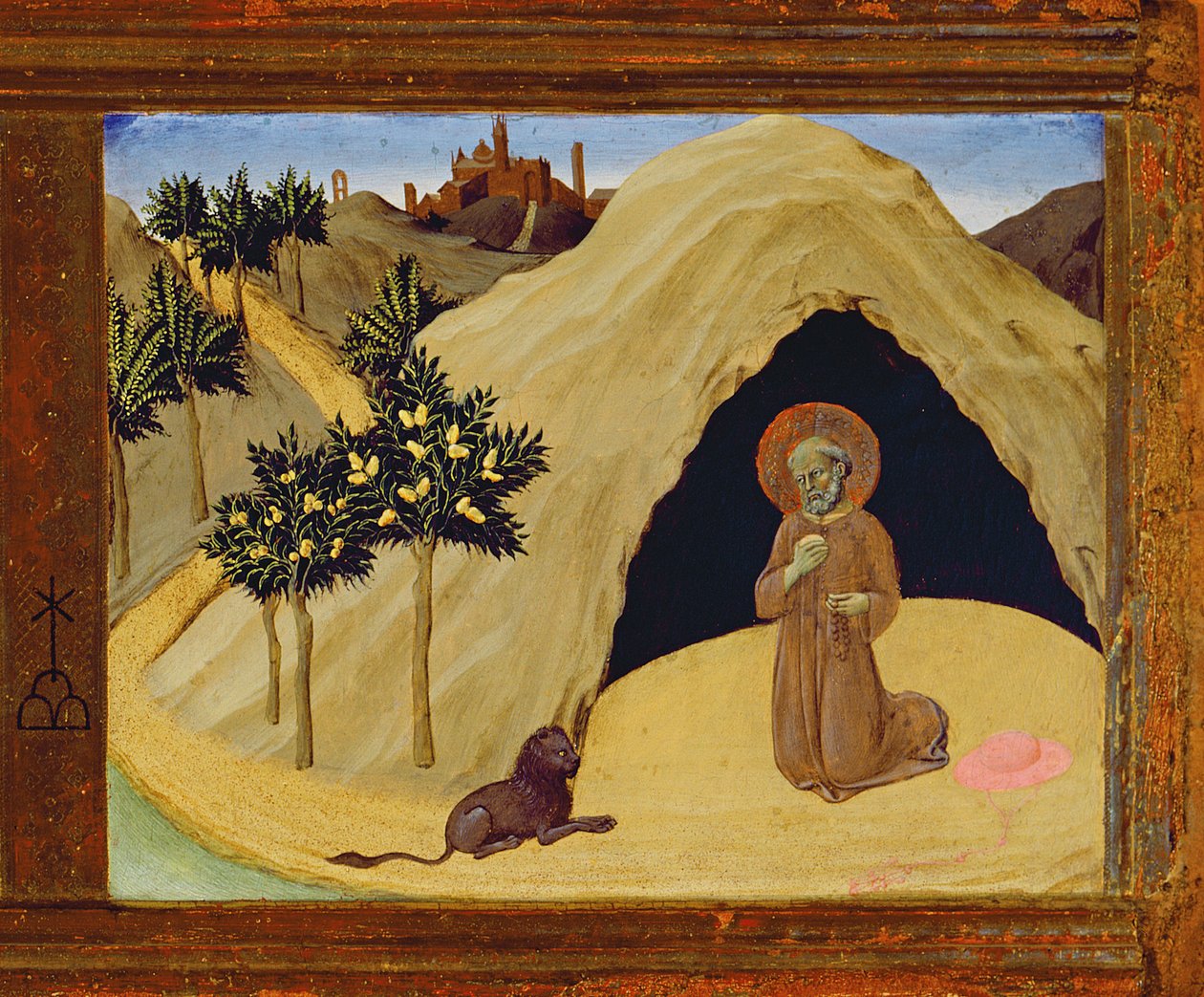 Szent Jeromos oroszlánnal, 1436-os tempera a 741548-as panelrészleten alkotó: Master of the Osservanza
