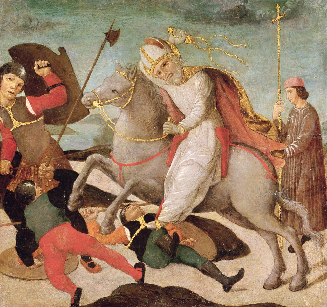 Szent Ambrus jelenése a milánói csatában, 1495 körül alkotó: Master of the Pala Sforzesca
