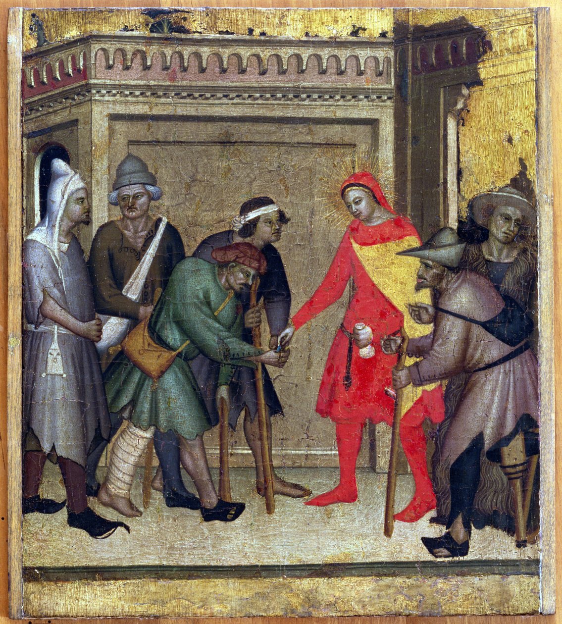 Szent Antal apát jótékonysága (tempera a panelen) alkotó: Master of the Rinuccini Chapel
