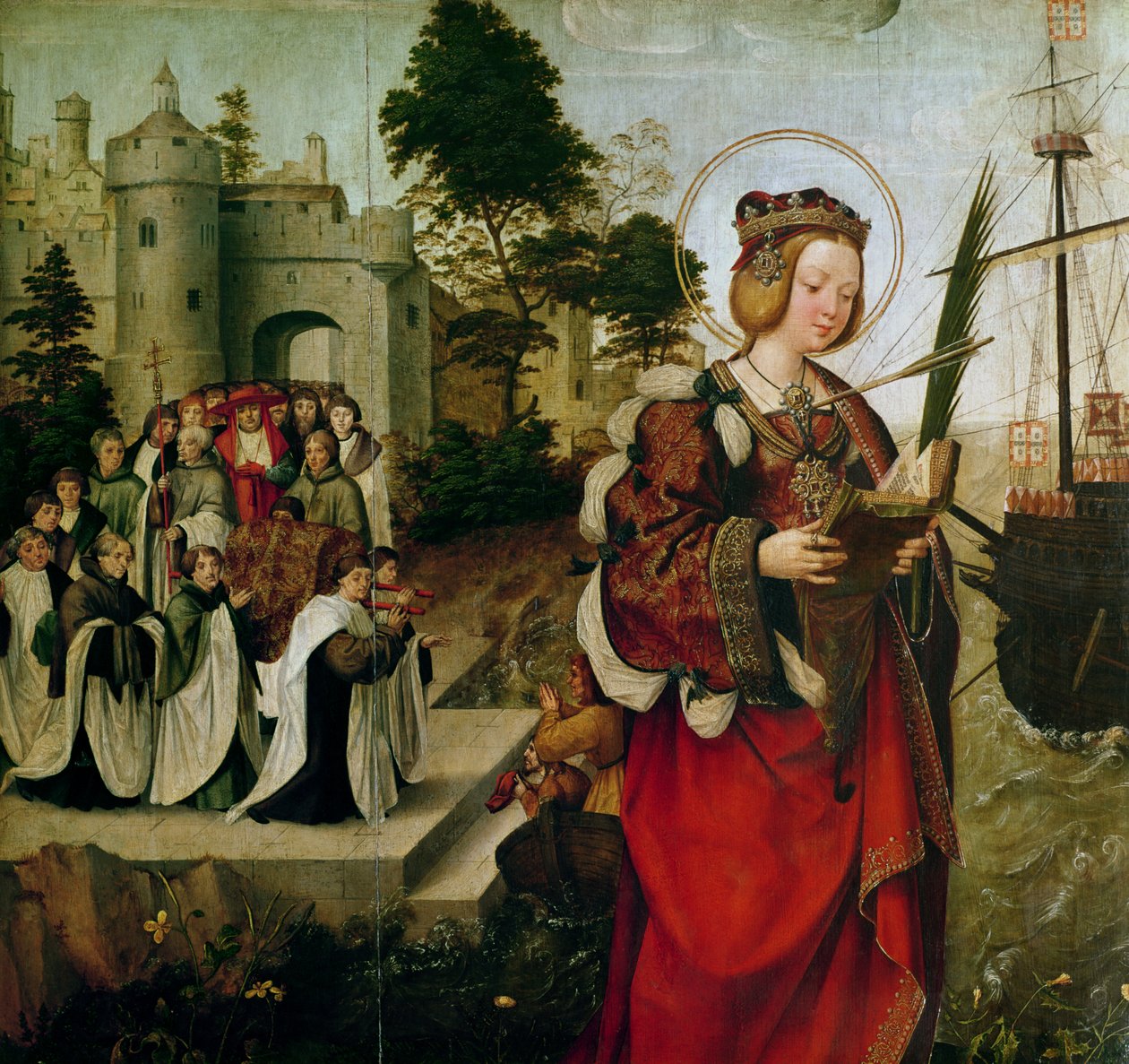A Szent Autai Ereklyék Kortézs a Szent Autai Oltárképről, 1520 körül (részlet) alkotó: Master of the St. Auta Altarpiece