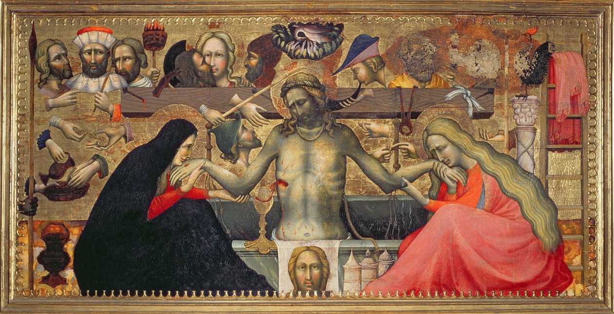 Fájdalmas ember a szenvedés eszközeivel (tempera, tábla) alkotó: Master of the Straus Madonna