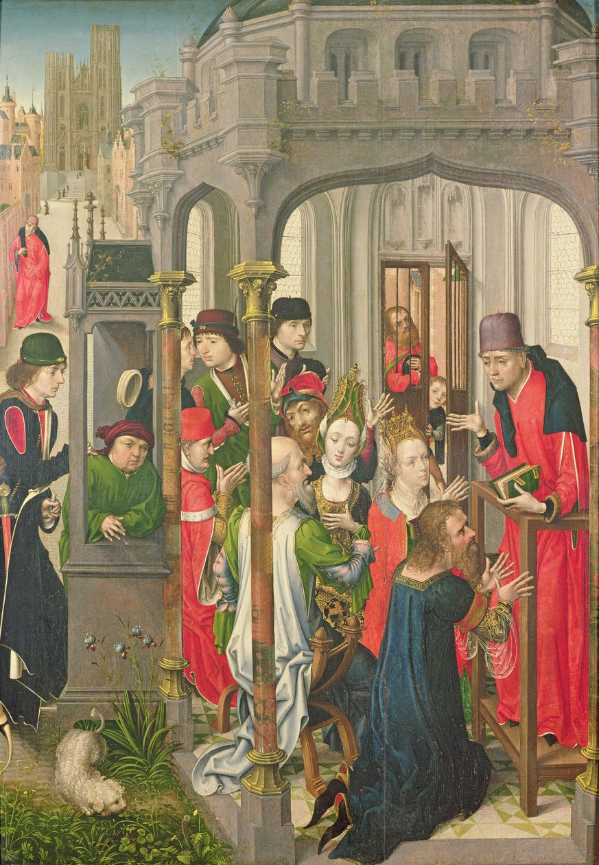 Lelkészi tanítás, 1470 körül alkotó: Master of the View of St. Gudule