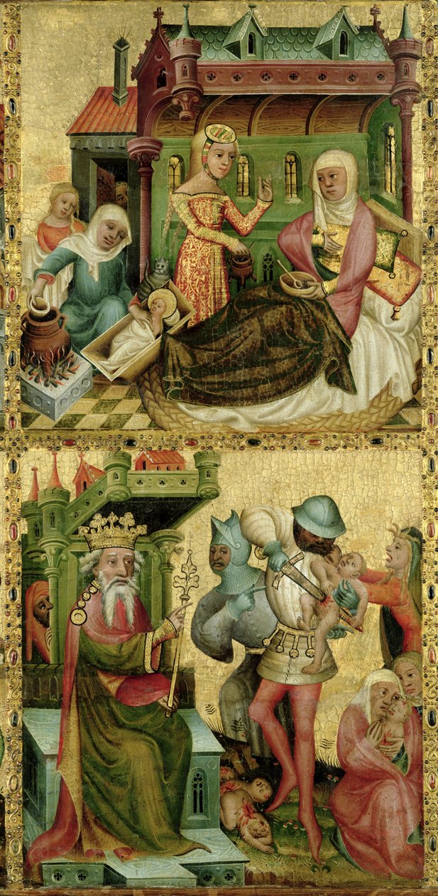 Szűz születése és az ártatlanok lemészárlása, a Buxtehude-oltárról, 1400-10 (tempera a panelen) alkotó: Master Bertram of Minden