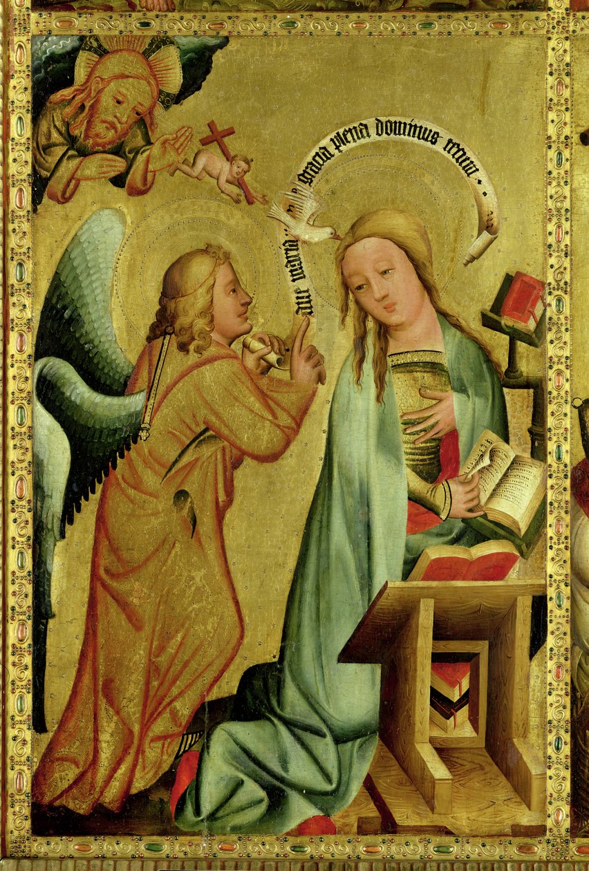 Angyali üdvözlet a hamburgi Szent Péter-főoltárról, a Grabower-oltár, 1383 (tempera a táblán) alkotó: Master Bertram of Minden