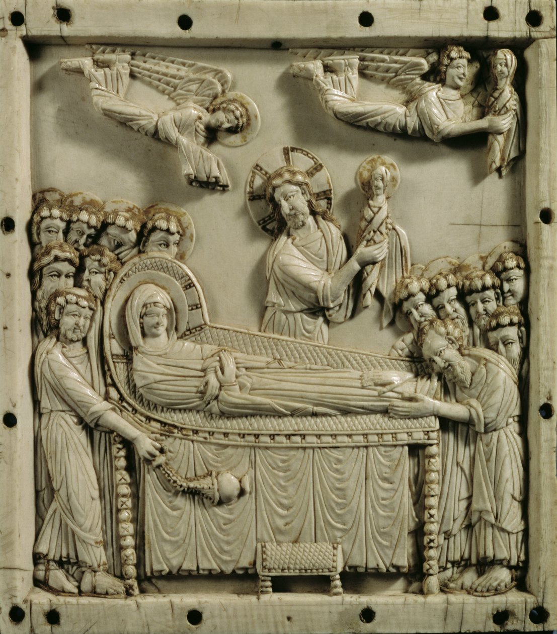 Szűz Mária halála ("Koimesis"), bizánci (elefántcsont) alkotó: Master Byzantine