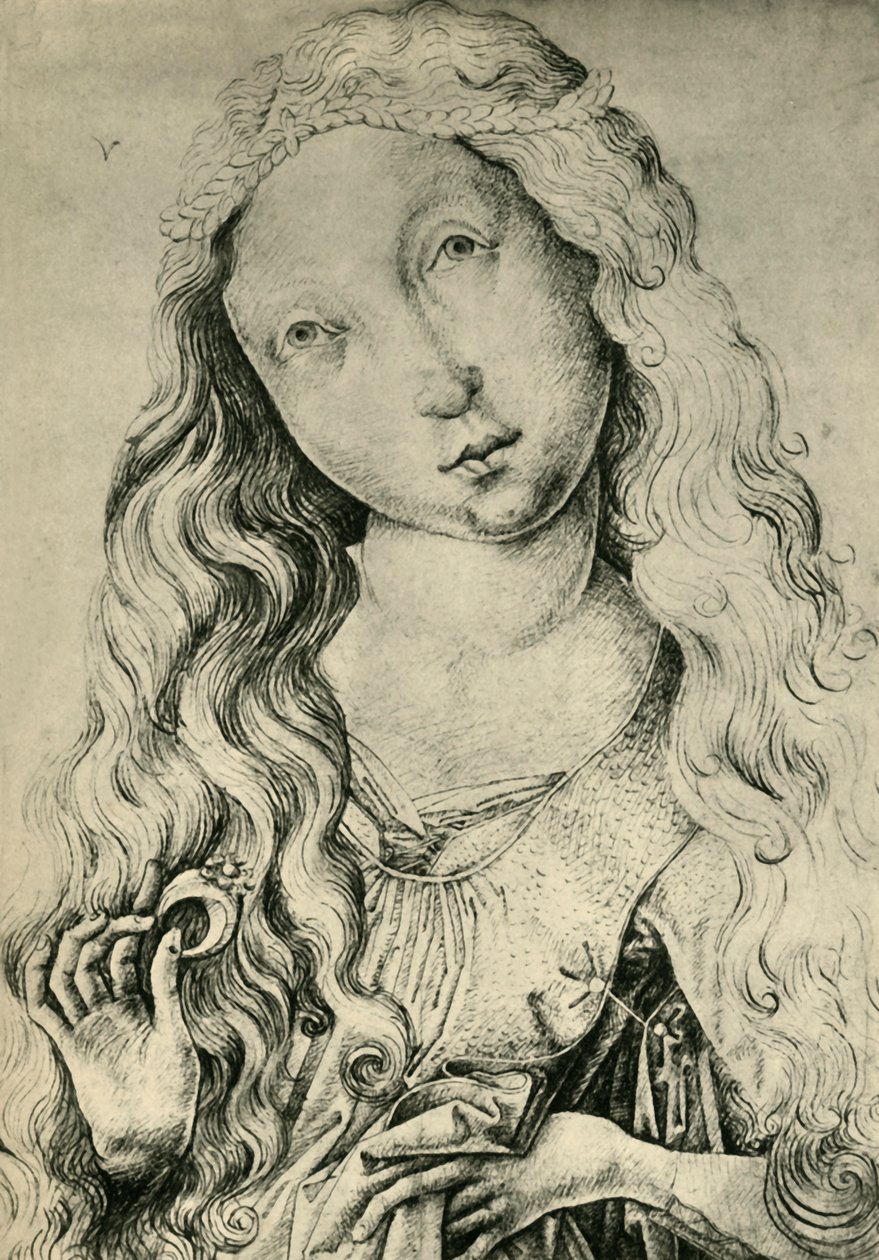 Gyűrűs nő portréja, Szent Katalin, 1450-1470, 1943. alkotó: Master ES