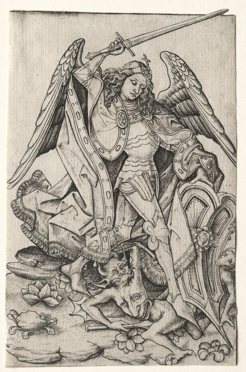 Szent Mihály, 15. század harmadik negyede. alkotó: Master E. S.