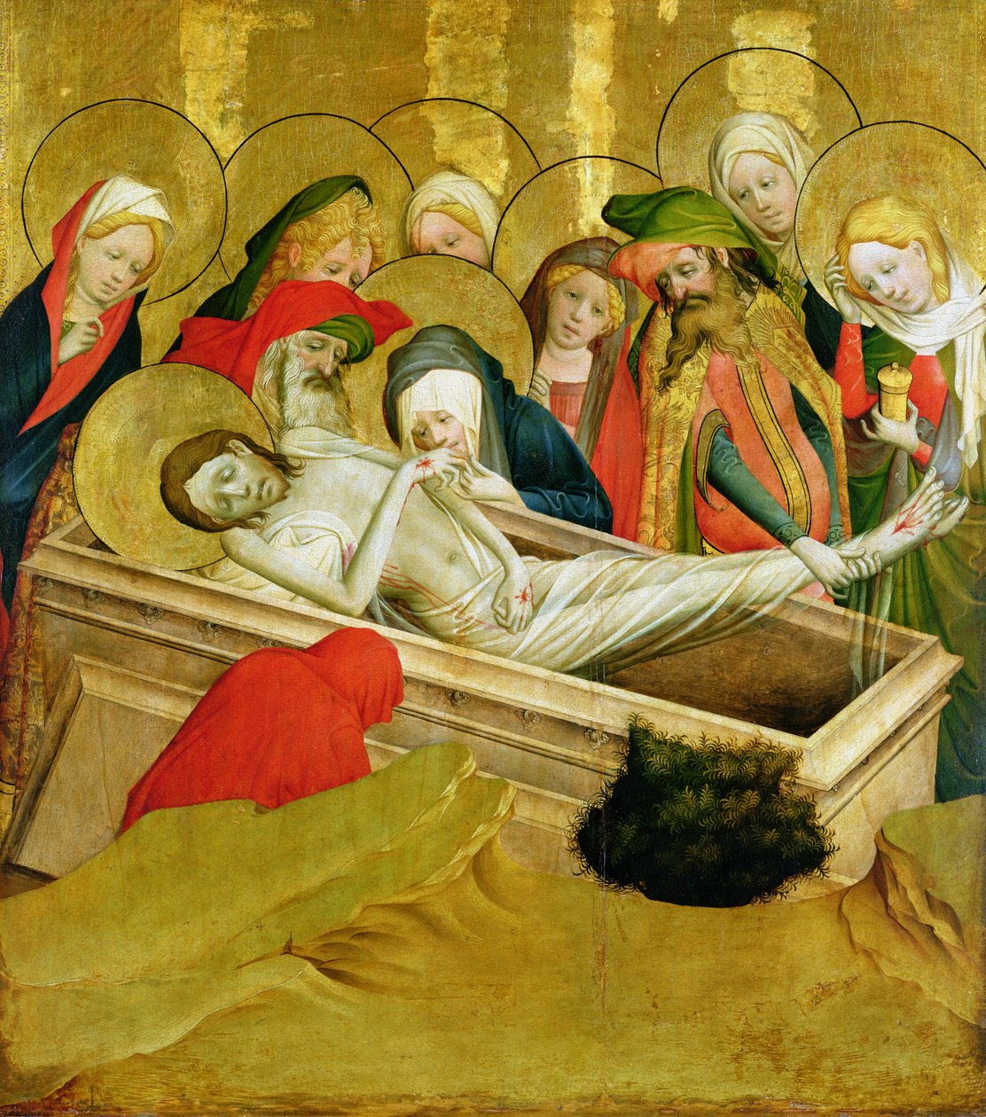 A síremlék, a hamburgi Szent János-templom Szent Tamás-oltárának táblája, 1424-ben kezdődött (tempera és olaj a táblán) (a részletekért lásd: 144553) alkotó: Master Francke