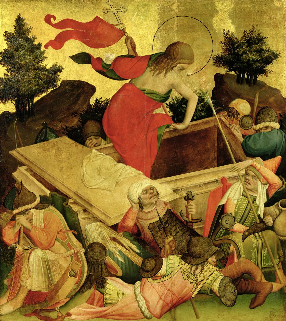 A feltámadás, a hamburgi Szent János-templom Szent Tamás-oltárának táblája, 1424-ben kezdődött (tempera és olaj a táblán) alkotó: Master Francke