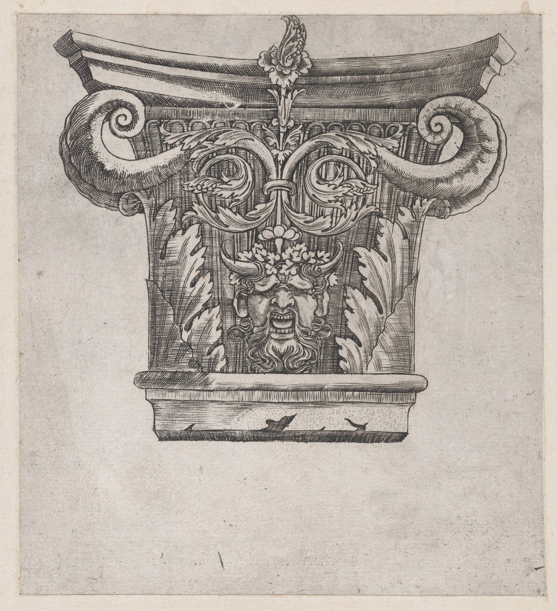 A nagyszerűség római tükre: töke borsóhüvellyel és szatírfejjel, kb. 1537., kb. 1537 alkotó: Master GA