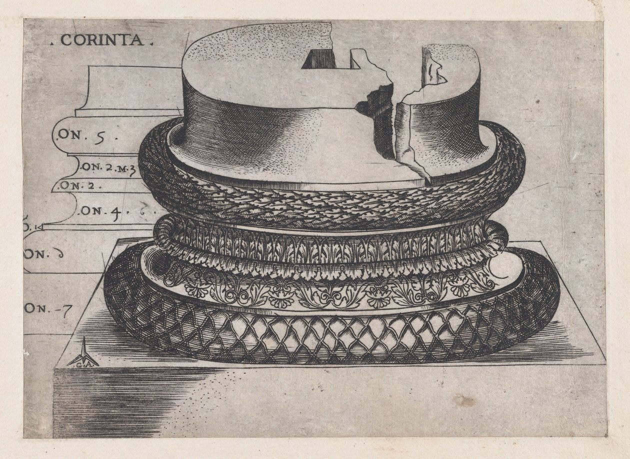 A római nagyszerűség tükre: Korinthoszi bázis a lateráni keresztelőkápolnából, Róma, kb..., kb. 1537 alkotó: Master GA