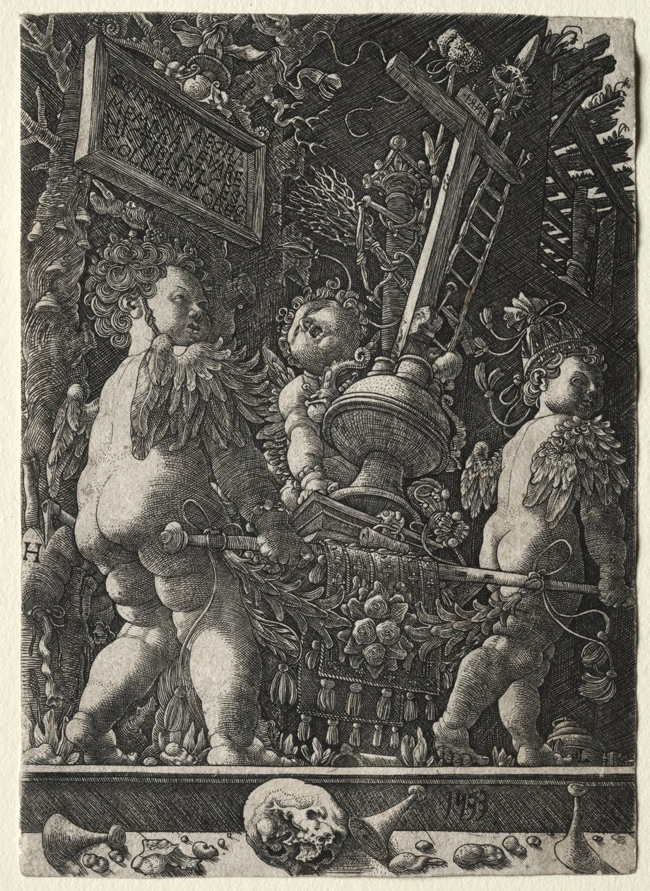 A szenvedély emblémáját hordozó angyalok, 1533. alkotó: Master H. L.