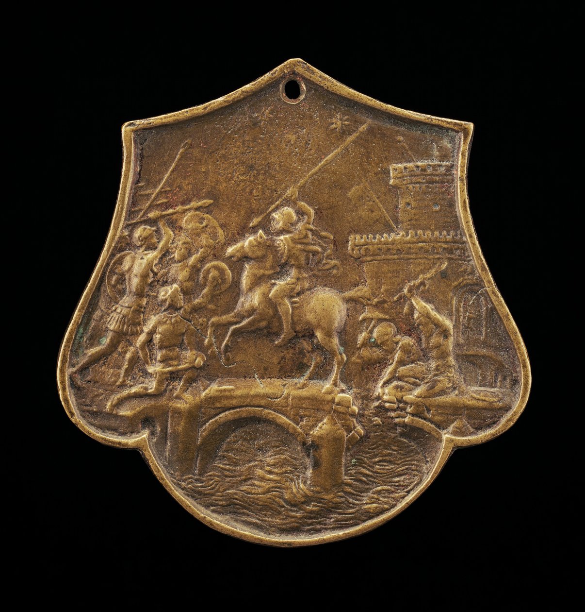 Horatius Cocles védi a hidat, 15. század második fele. alkotó: Master IO.FF.