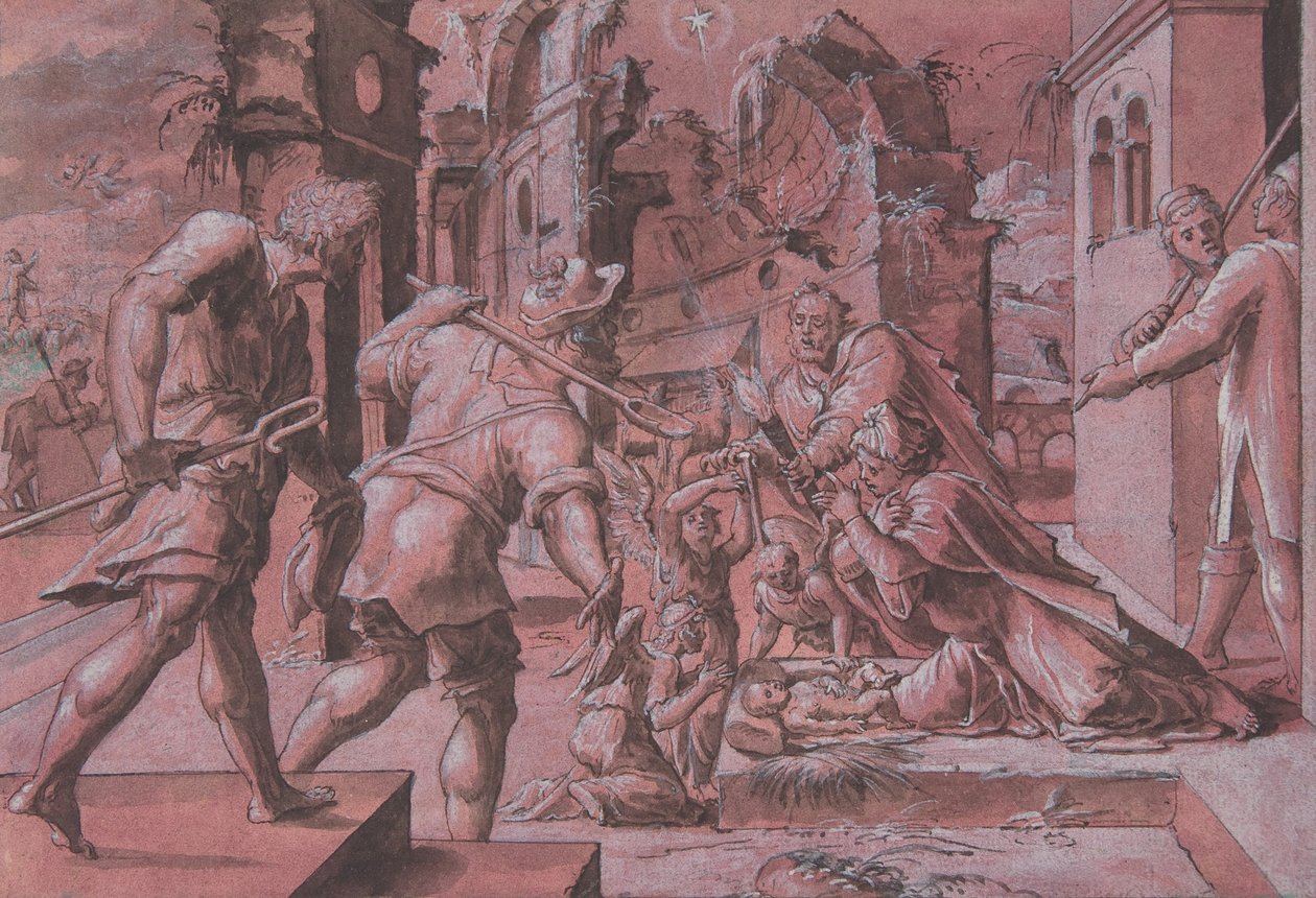 Pásztorok imádása, 1540-60. alkotó: Master Of The Liechtenstein Adoration