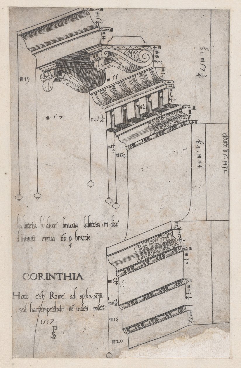 Entablatúra a Traianus-fórumról, Róma, 1537., 1537 alkotó: Master PS