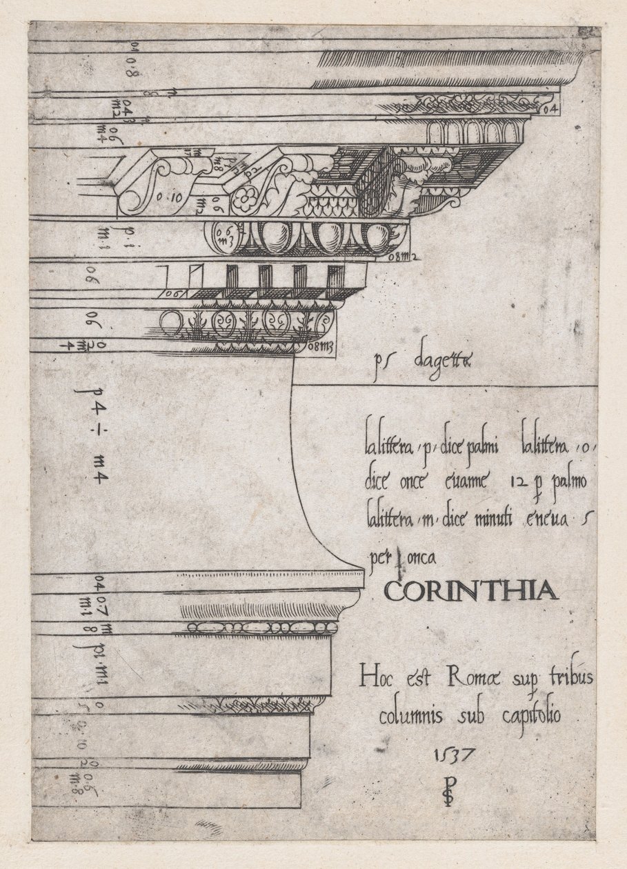Castor és Pollux-templom dísztárgya, Róma, 1537., 1537 alkotó: Master PS