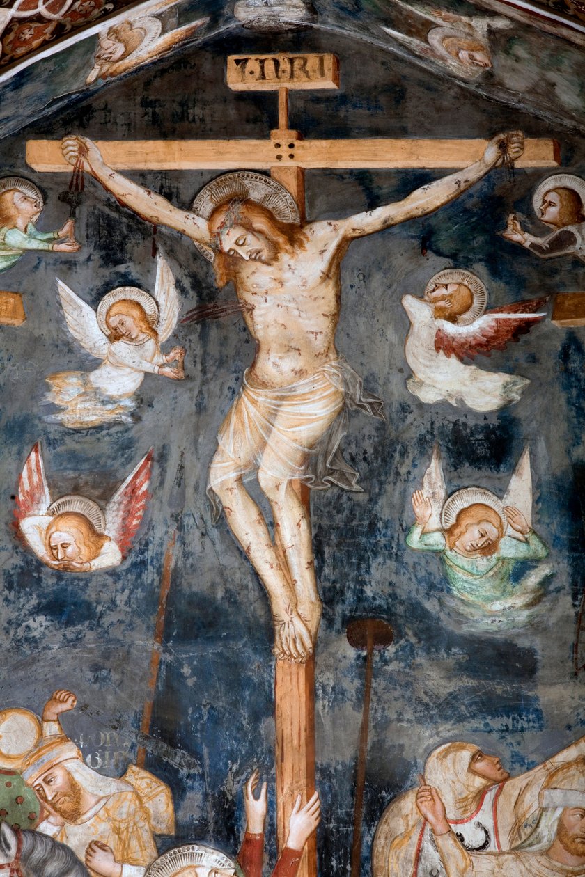 Krisztust ábrázoló keresztrefeszítés részlete INRI felirattal alkotó: Master Trecentesco of Sacro Speco School