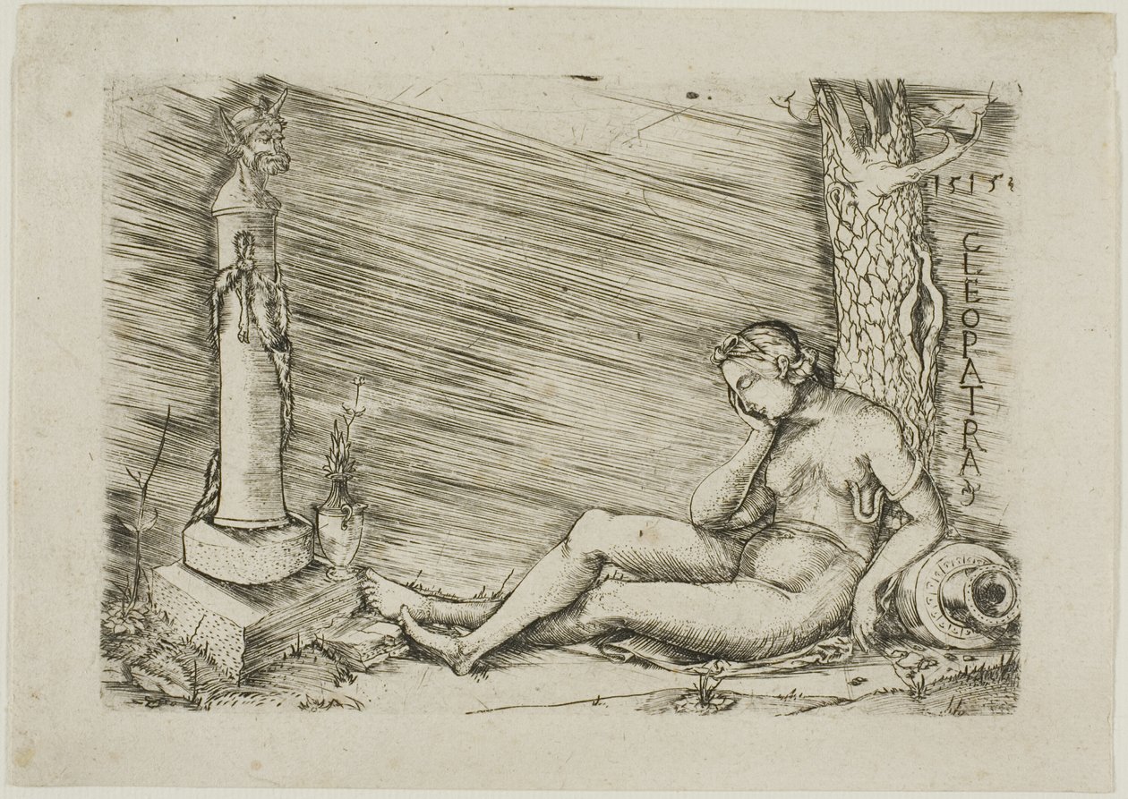 Kleopátra egy fa tövében hever, kifejezéssel alkotó: Master of 1515