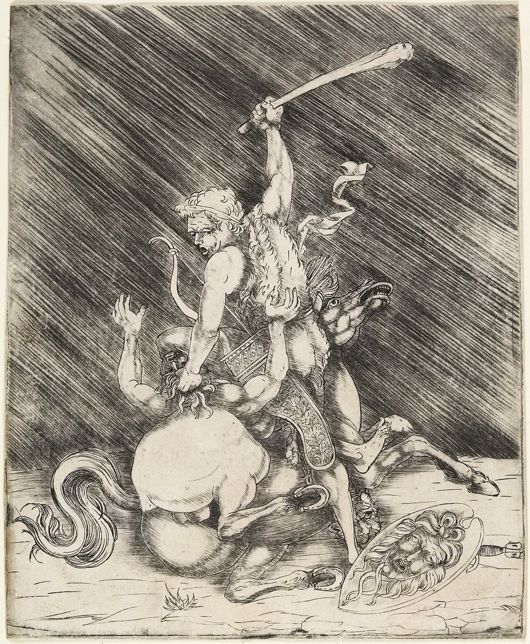 Herkules és Kákusz, 1505-1520 körül (szárazpontos metszet) alkotó: Master of 1515