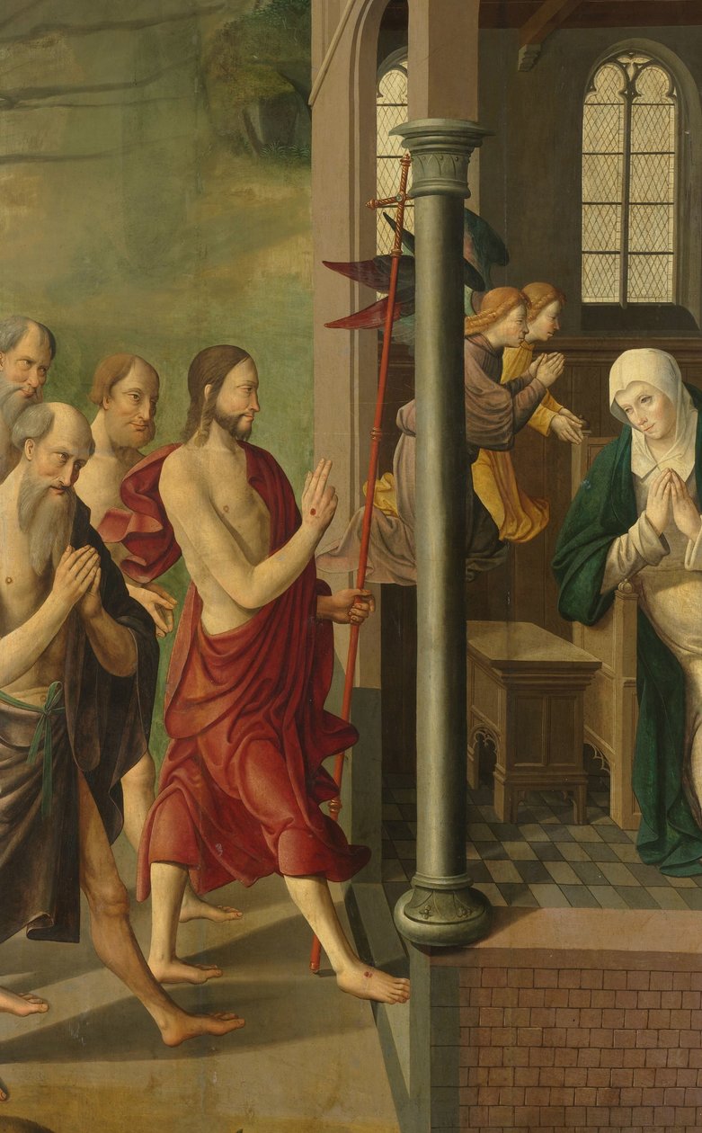 Az oltárkép panelje vitával az orvosokkal, a másik oldalon Krisztus megjelenése az anyjának alkotó: Master of Alkmaar (attributed to)