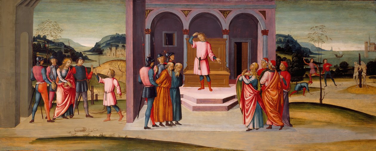 Daniel Susanna megmentése, Dániel ítélete és a vének kivégzése, c. 1500. alkotó: Master of Apollo and Daphne