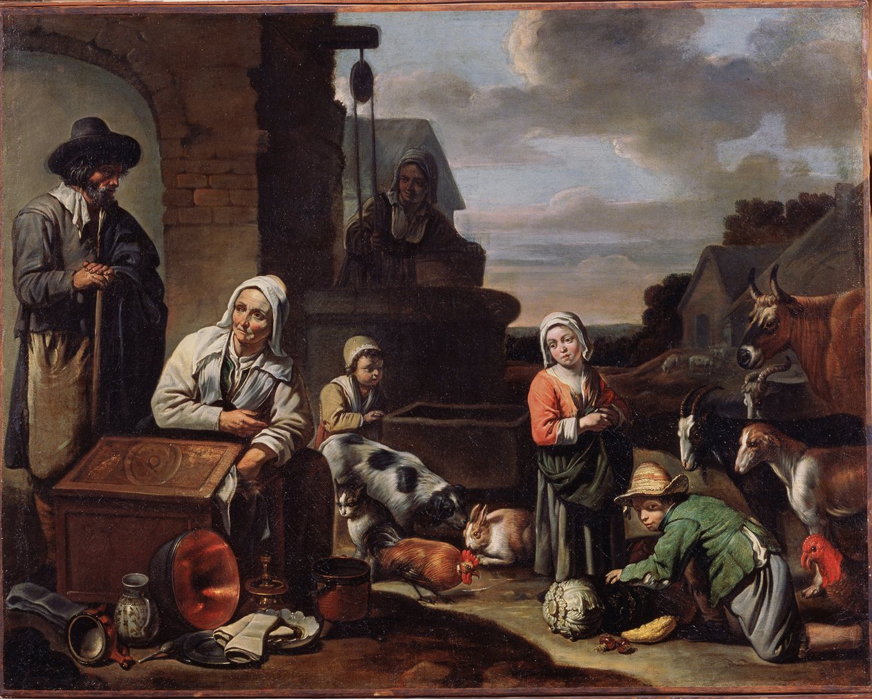 Parasztok egy kútnál. A beginák mesterének festménye (17. század közepe). Olaj, vászon, 94 x 119 cm, XVII. század második fele. Francia művészet, barokk művészet. Puskin Szépművészeti Múzeum, Moszkva. ©FineArtImage/Leemage alkotó: Master of Beguins
