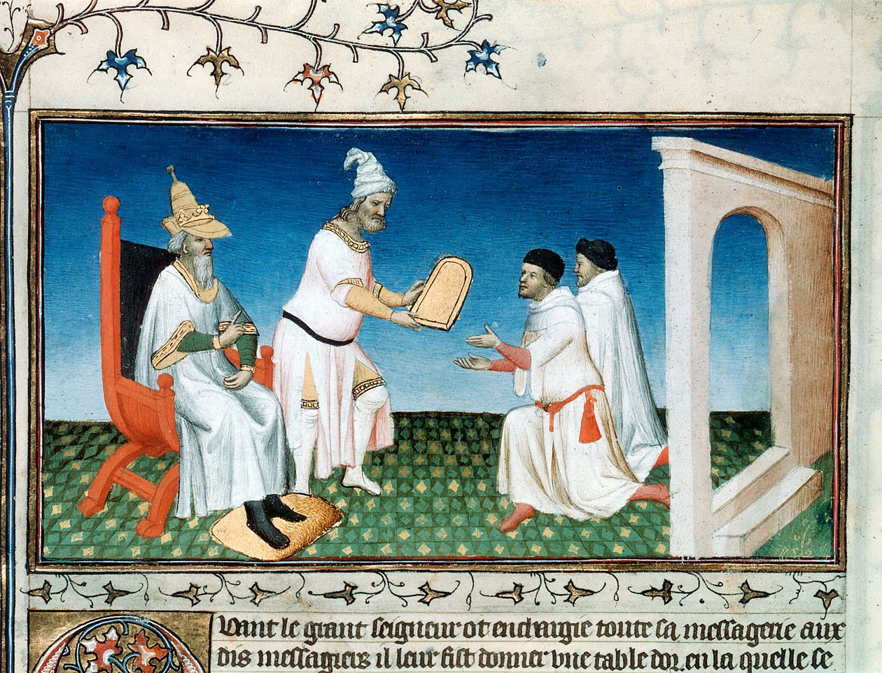 Kublai kán átadja a pólóknak az 1280-as évek 15. század eleji útlevelét. alkotó: Master of Boucicaut