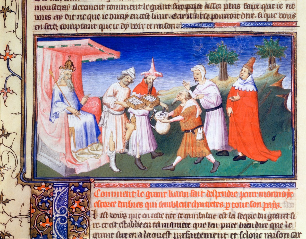 Kublai kán fizet a vásárlásokért, 1280-as évek, 15. század eleje alkotó: Master of Boucicaut