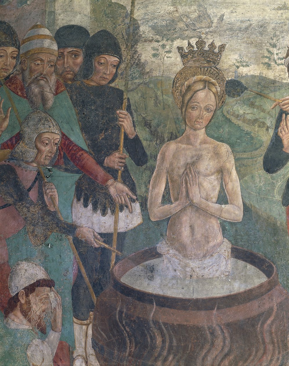 Olaszország, Piemont régió, Alessandria tartomány, Serralunga di Crea, Sacro Monte di Crea, Santa Maria Assunta szentély, Antiochiai Szent Margit kápolna, Antiochiai Szent Margit passió, részlet alkotó: Master of Crea