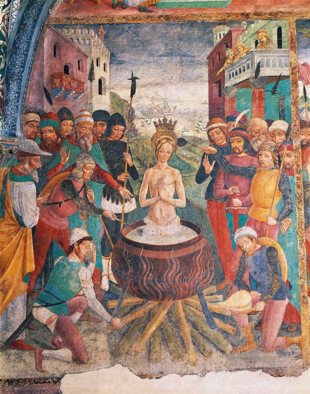 Olaszország, Piemont régió, Alessandria tartomány, Serralunga di Crea, Sacro Monte di Crea, Santa Maria Assunta szentély, Antiochiai Szent Margit kápolna, Antiochiai Szent Margit passió alkotó: Master of Crea