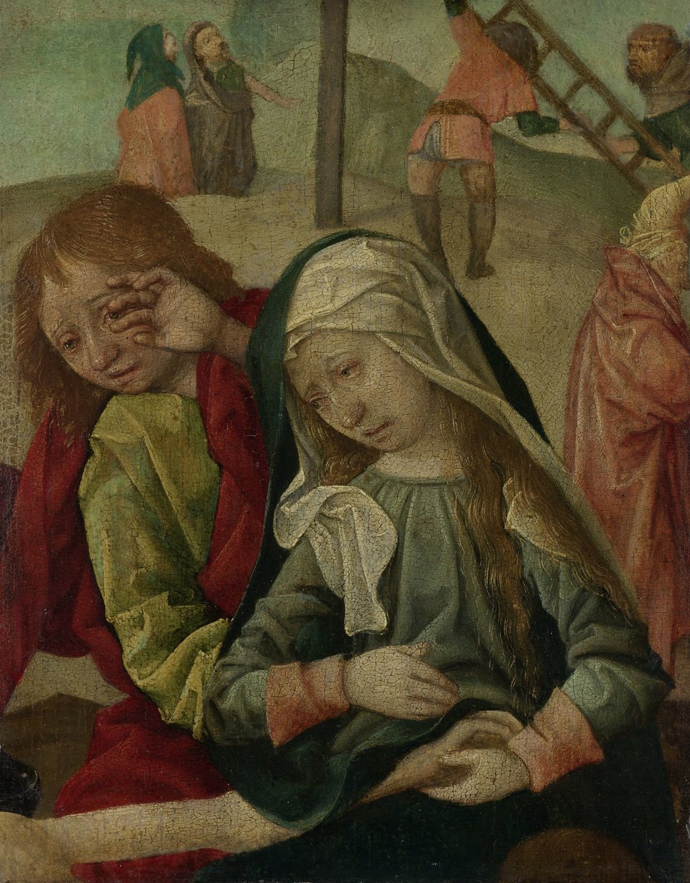 Szűz és Szent János gyászoló Krisztus teste felett, Krisztus siralmának töredéke alkotó: Master of Delft