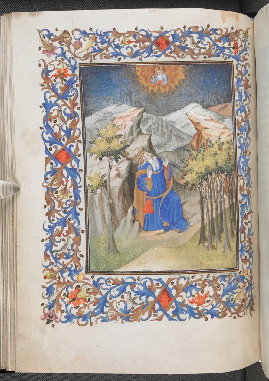 David at prayer, Anjou Hours, Egerton 1070, f.44v (vellum) alkotó: Master of Egerton