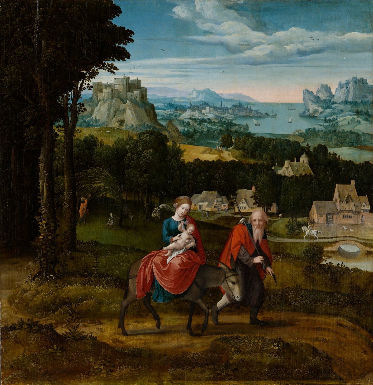 Repülés Egyiptomba, 1530-1535 körül (olaj a panelen) alkotó: Master of Female Half Lengths