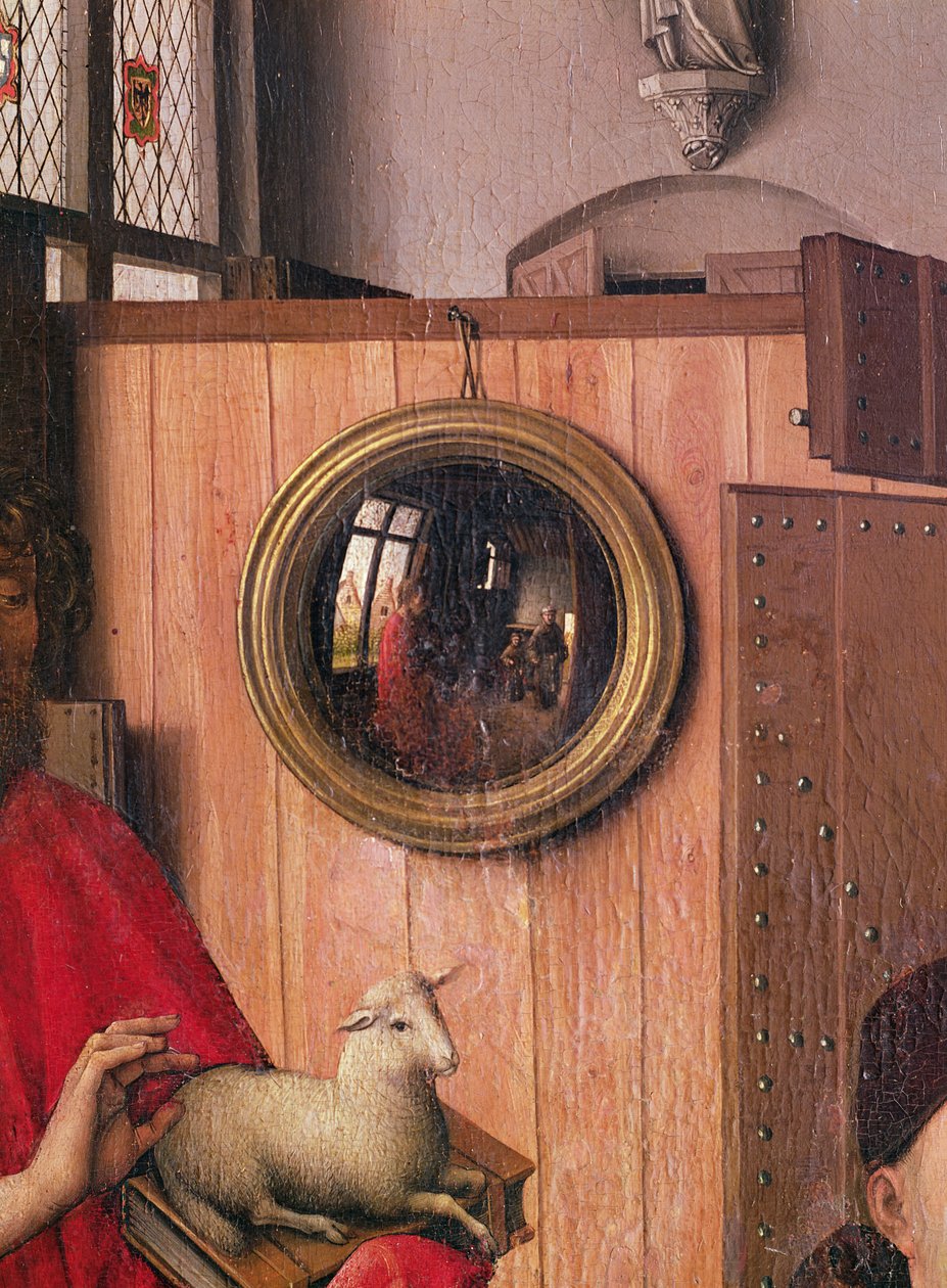 Keresztelő Szent János és az adományozó, Heinrich Von Werl, a Werl-oltárról, a tükör részlete, 1438 körül (lásd még: 36923) alkotó: Master of Flémalle