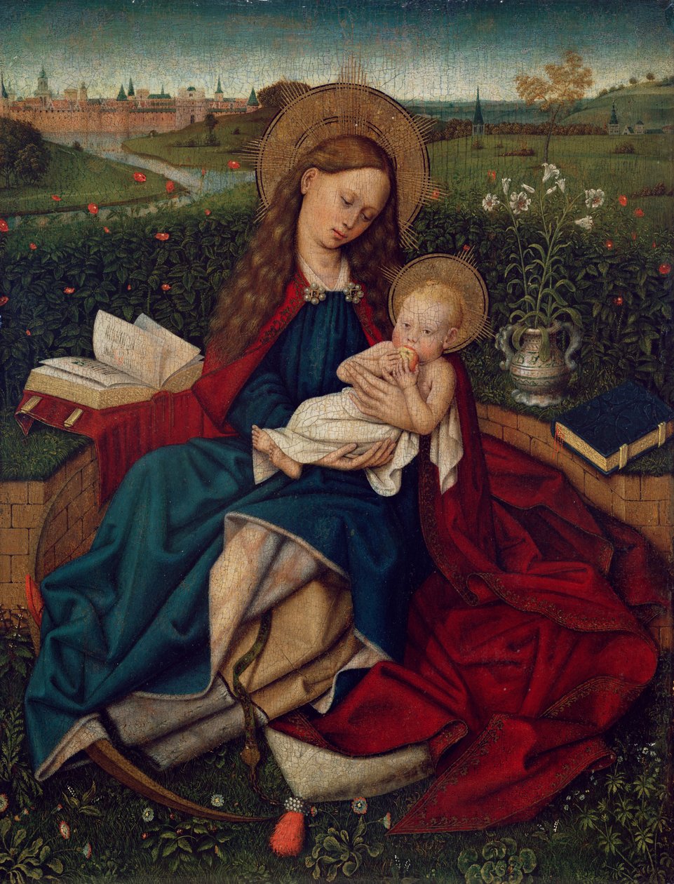 Az alázatosság Madonnája, 1450-70 körül alkotó: Master of Flémalle