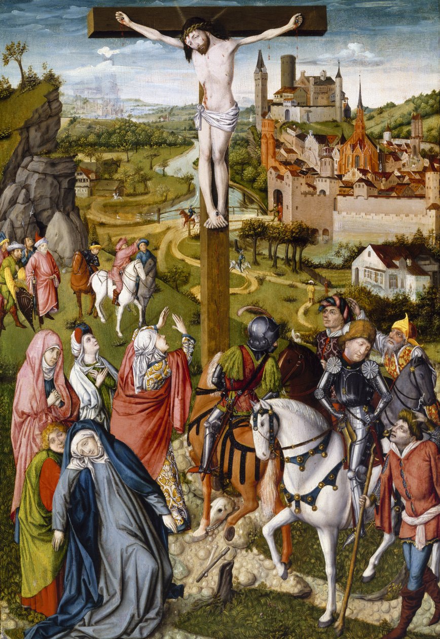 A keresztre feszítés, 1465-70 körül (tempera és olaj a fán) alkotó: Master of Georg Muehlichs Meisterlin Chronicle attr. to Master of Georg Muehlichs Meisterlin Chronicle attr. to