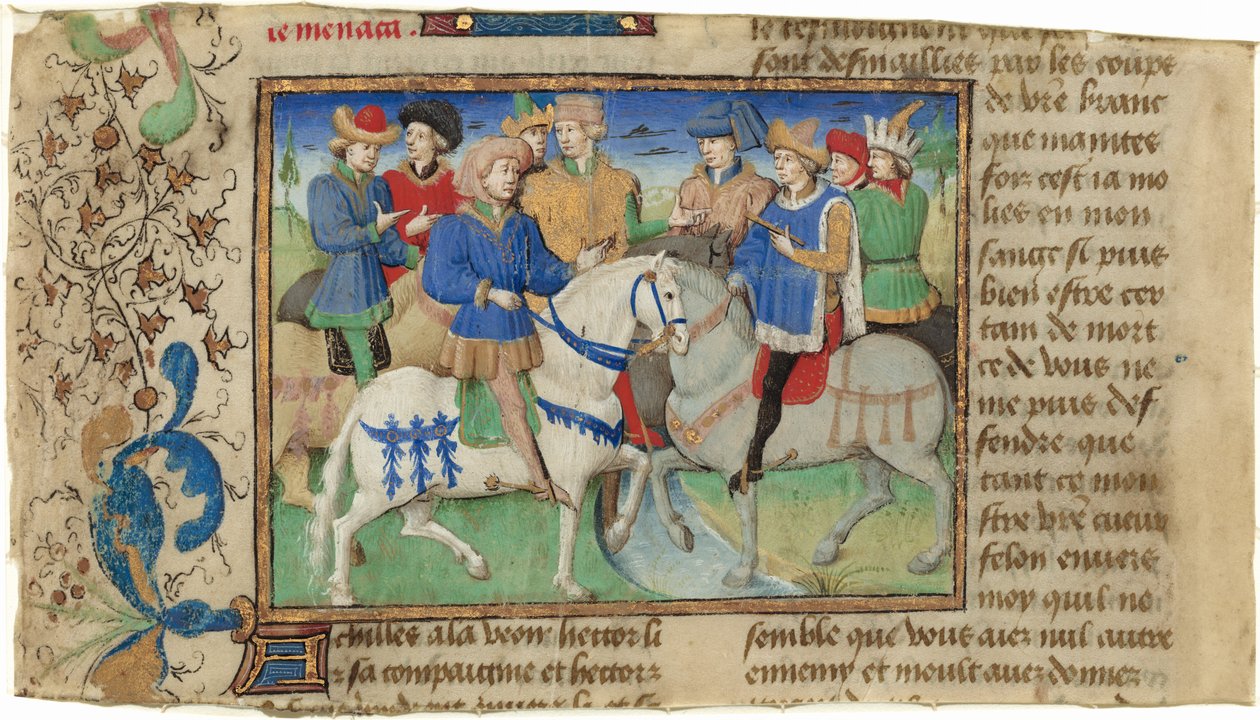 Akhilleusz és Hektor találkozása alkotó: Master of Girart de Roussillon
