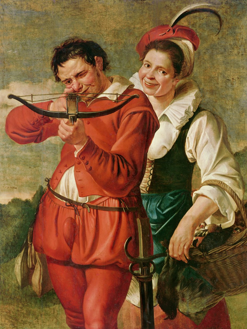 Nő és számszeríjász, 1610 körül alkotó: Master of Harlem