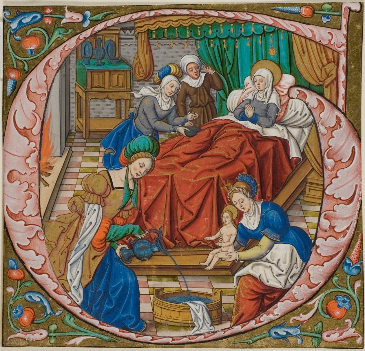 A Szűz születése egy antifonális "G" előzménybetűvel alkotó: Master of Jacques de Besançon