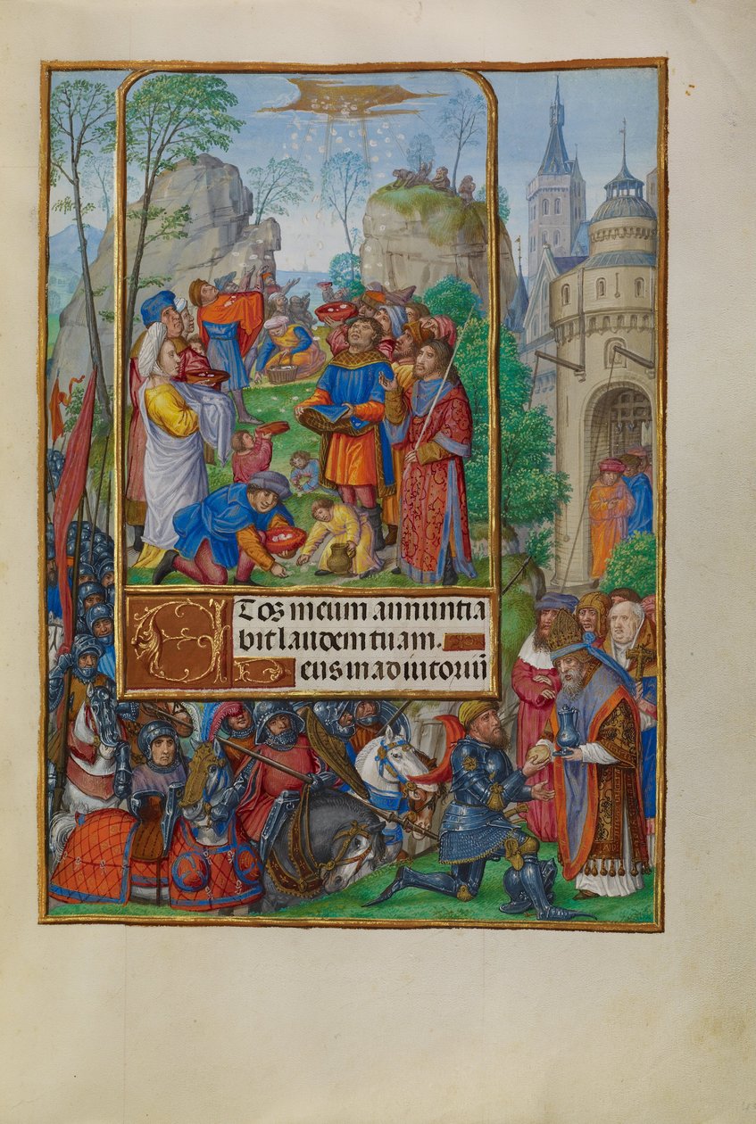 Az izraeliták mannát gyűjtenek a mennyből alkotó: Master of James IV of Scotland