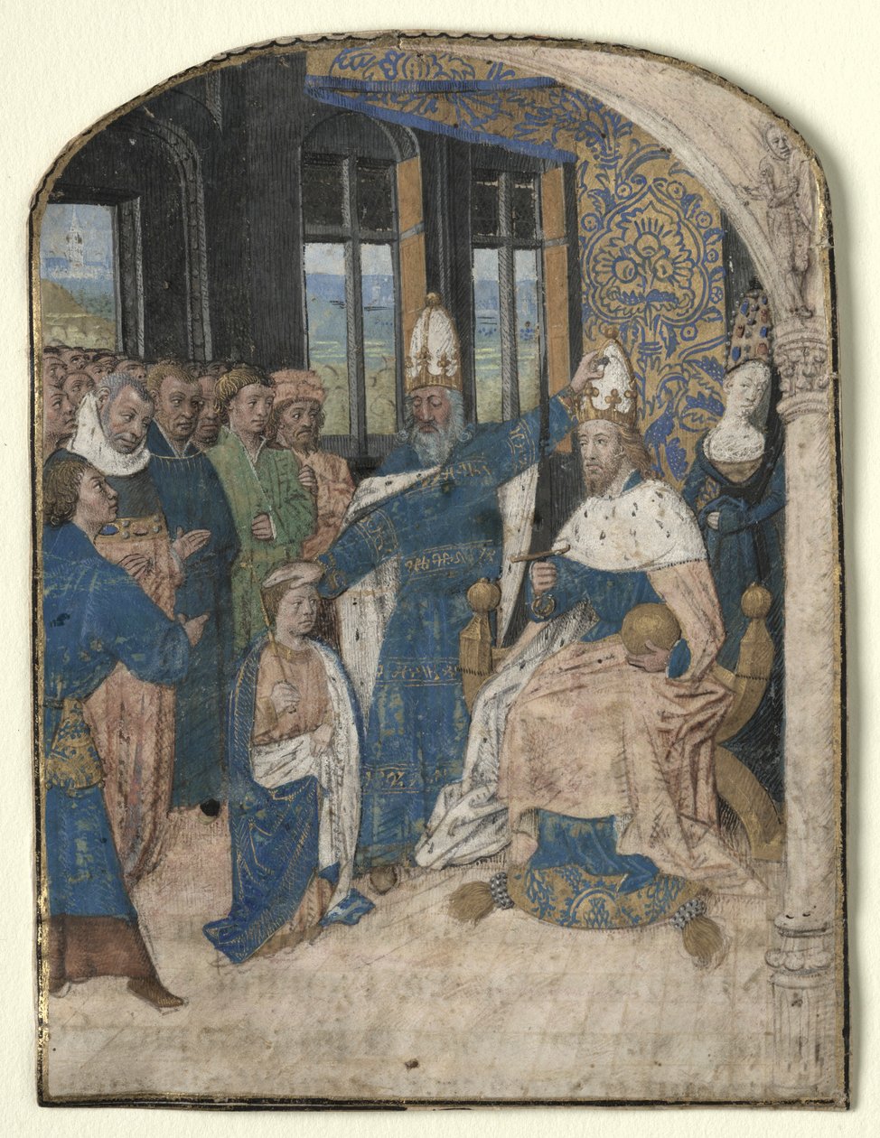 Miniatűr egy Speculum Historiale-ból: Claudius Nerót nevezi ki utódjának, 1447-60. alkotó: Master of Jouvenel des Ursins