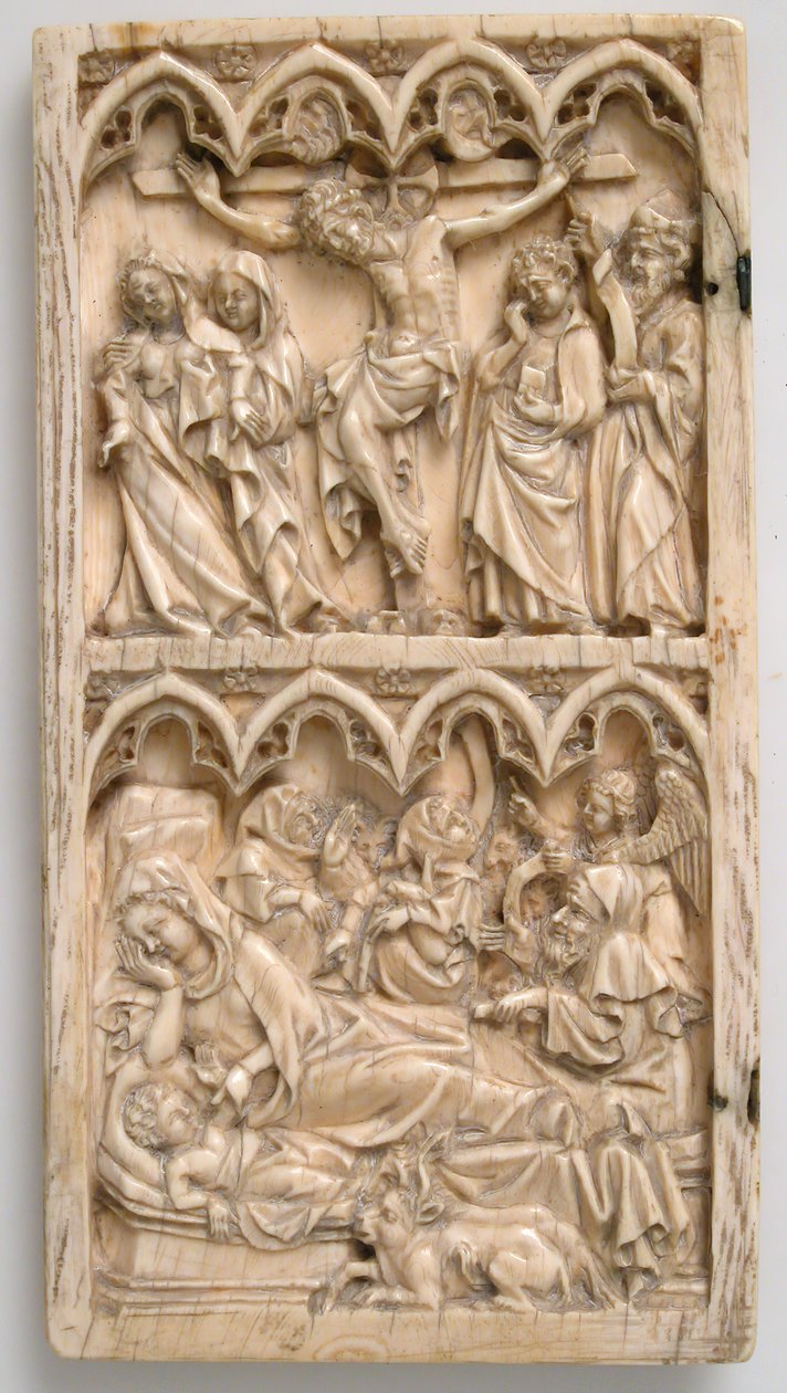Diptichon levél a keresztrefeszítéssel és a betlehemmel, német, kb. 1375-1400. alkotó: Master of Kremsmunster
