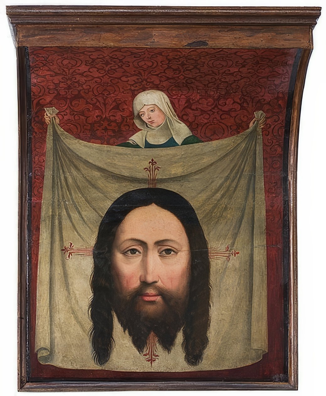 A Lünen-oltárból, részlet: Szent Veronika zsebkendője. 1470/90 körül alkotó: Master of Liesborn
