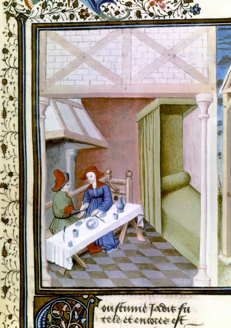 Jelenet a Dekameronból, Salabetto és Iancofiore. 1430-1455 (miniatúra) alkotó: Master of Mansel