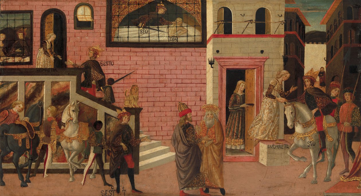 Lucretia megerőszakolása, 15. század vége – 16. század eleje. alkotó: Master of Marradi
