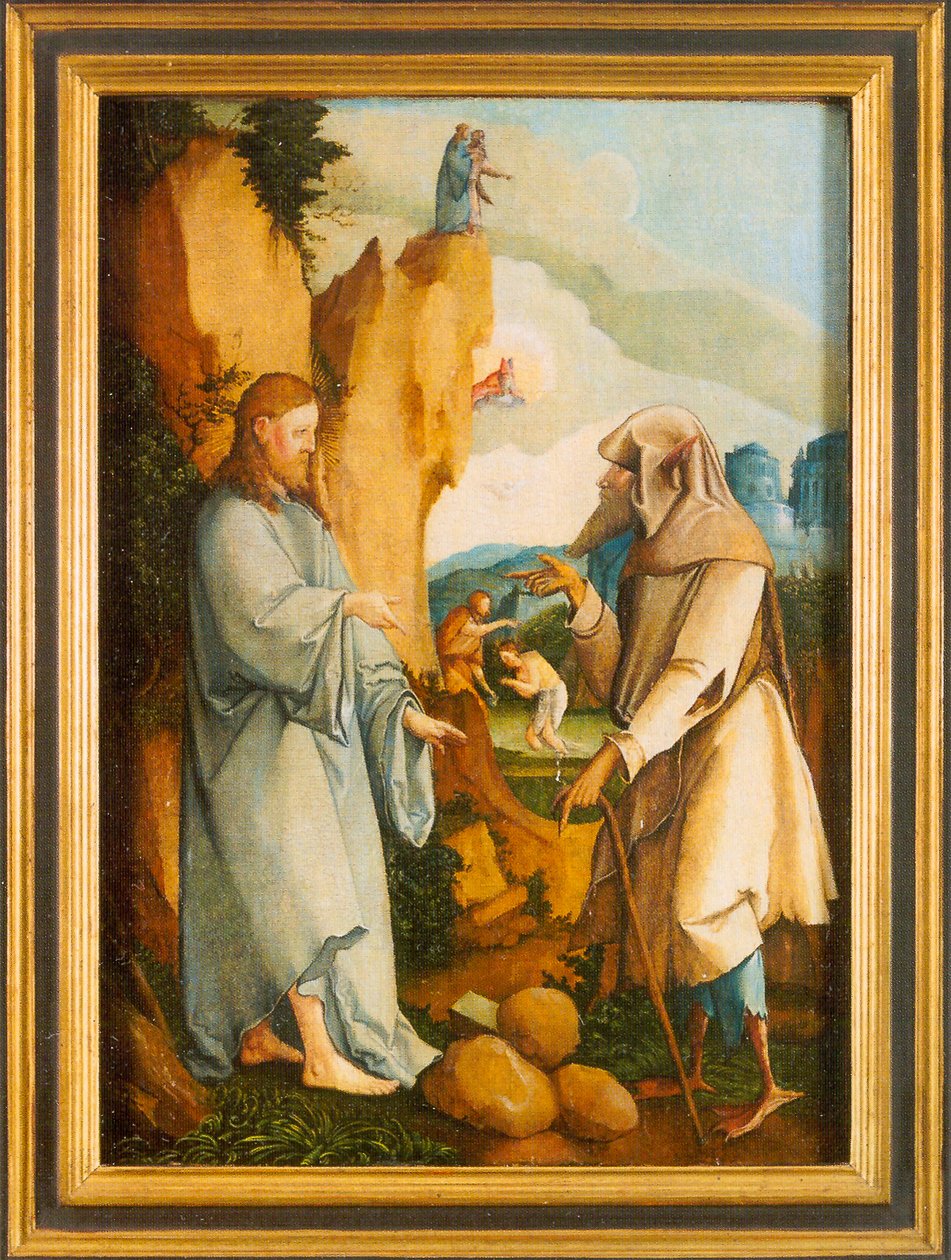 Németül: Krisztus megkísértése és megkeresztelése alkotó: Master of Messkirch